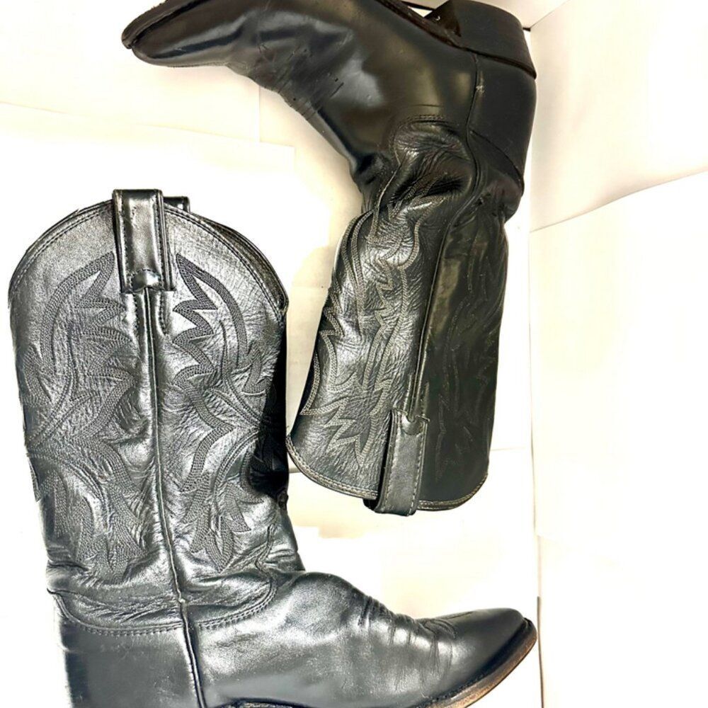 Vintage Justin Cowgirl Black Leather Boots Size 6 B mismatch